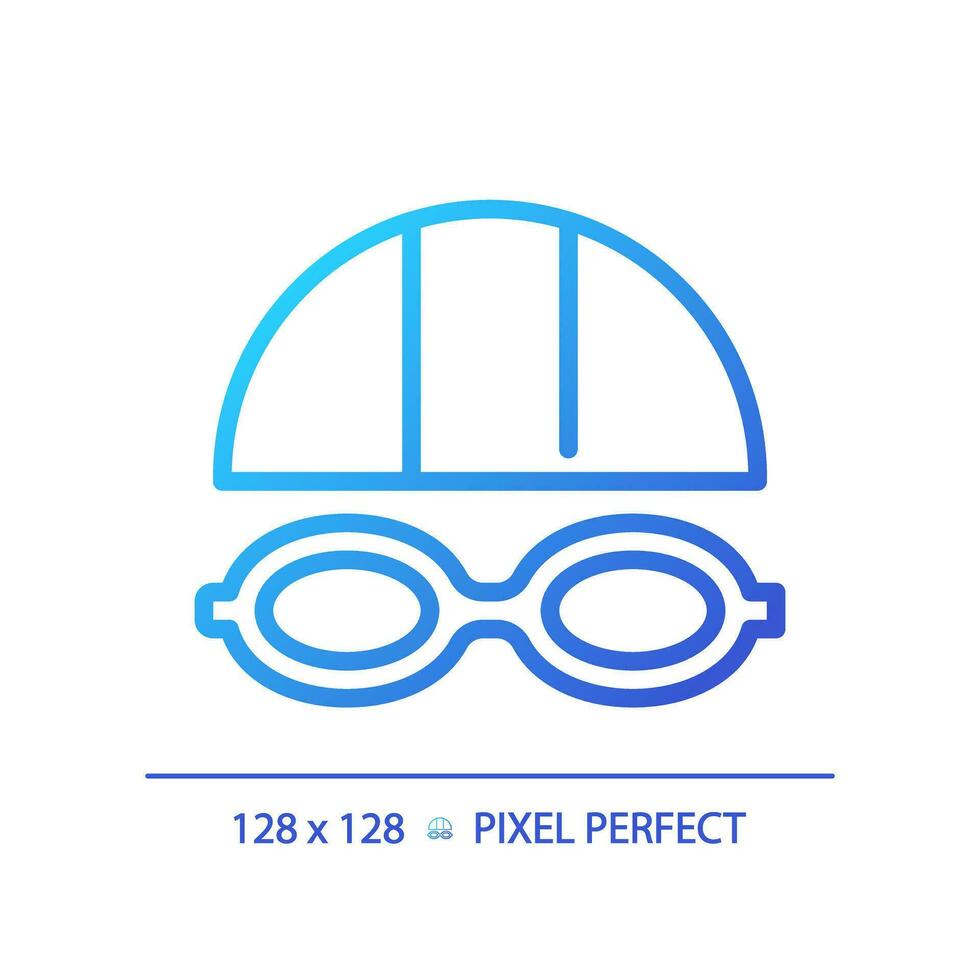 2D pixel perfect gradient swimming goggles icon, isolated vector, thin line illustration representing eye care. vector