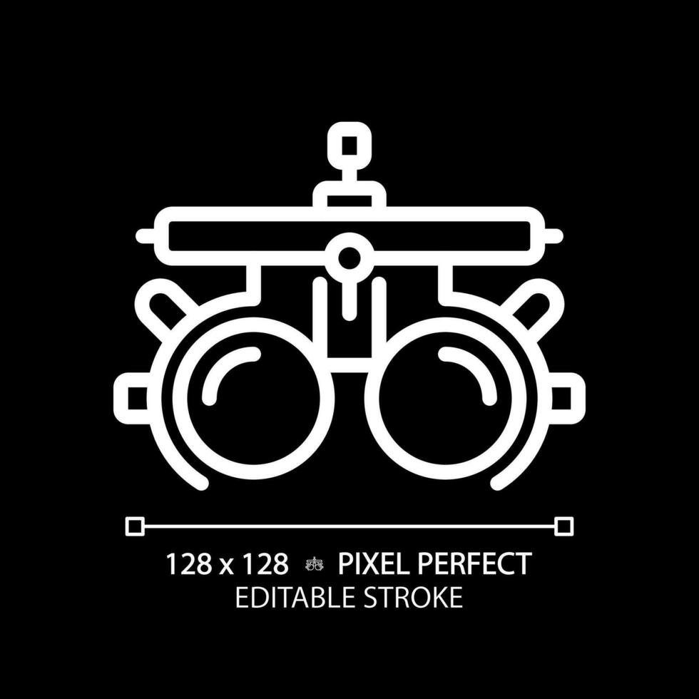2D pixel perfect editable white trial frame icon, isolated vector, thin line illustration representing eye care. vector