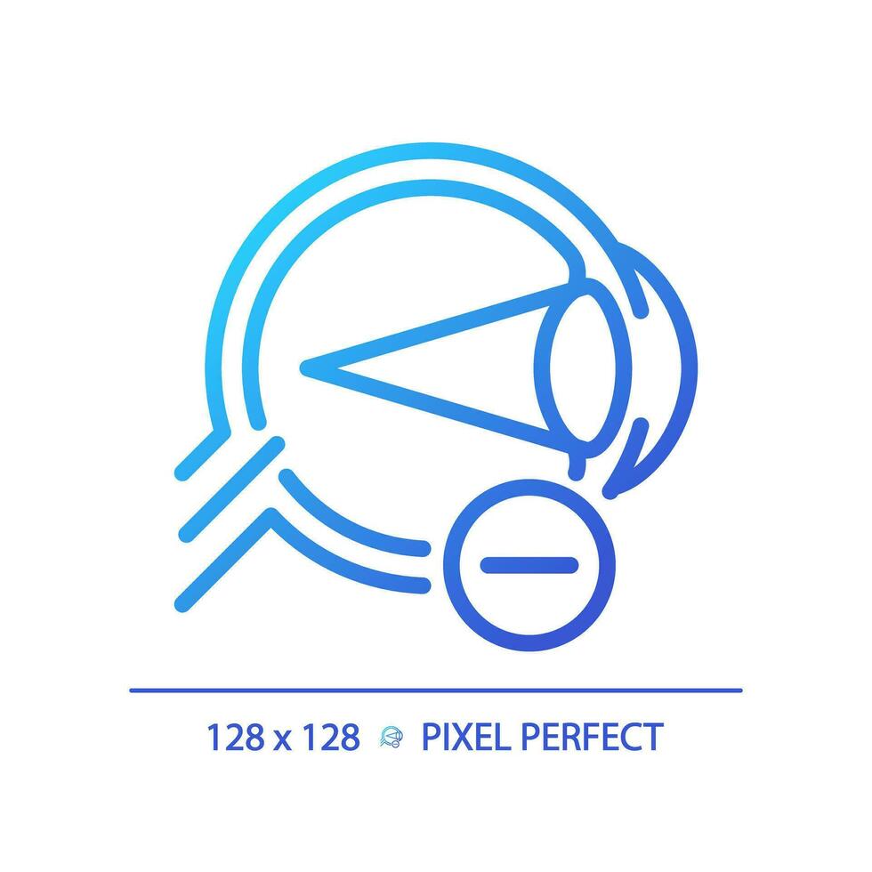 2D pixel perfect gradient myopia icon, isolated vector, thin line illustration representing eye care. vector