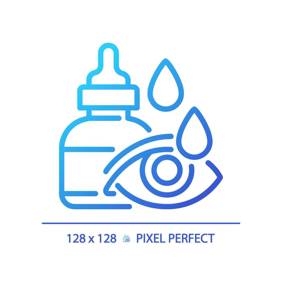 2D pixel perfect gradient eye drop icon, isolated vector, thin line illustration representing eye care. vector
