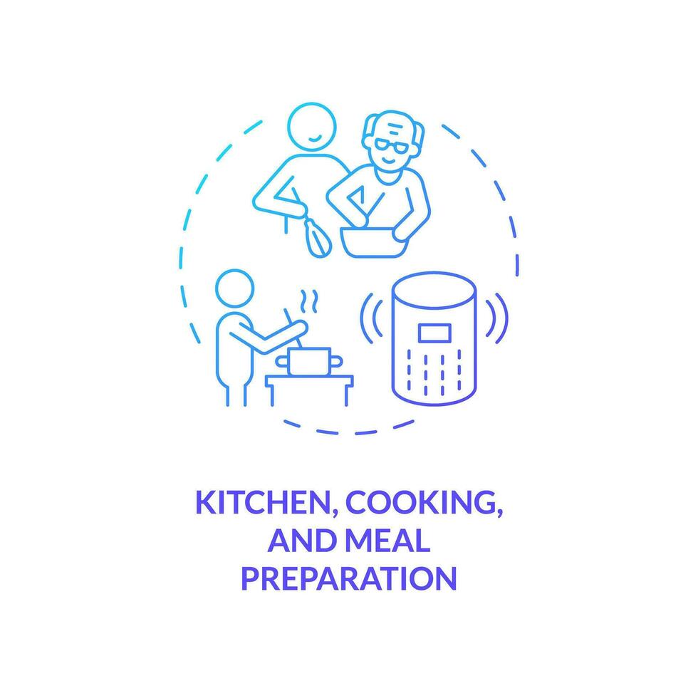 2D thin line gradient icon kitchen cooking and meal preparation concept, isolated vector, blue illustration representing arena. vector