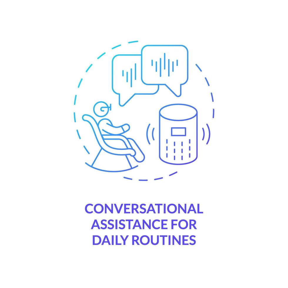 2D thin line gradient icon conversational assistance for daily routines concept, isolated vector, blue illustration representing arena. vector