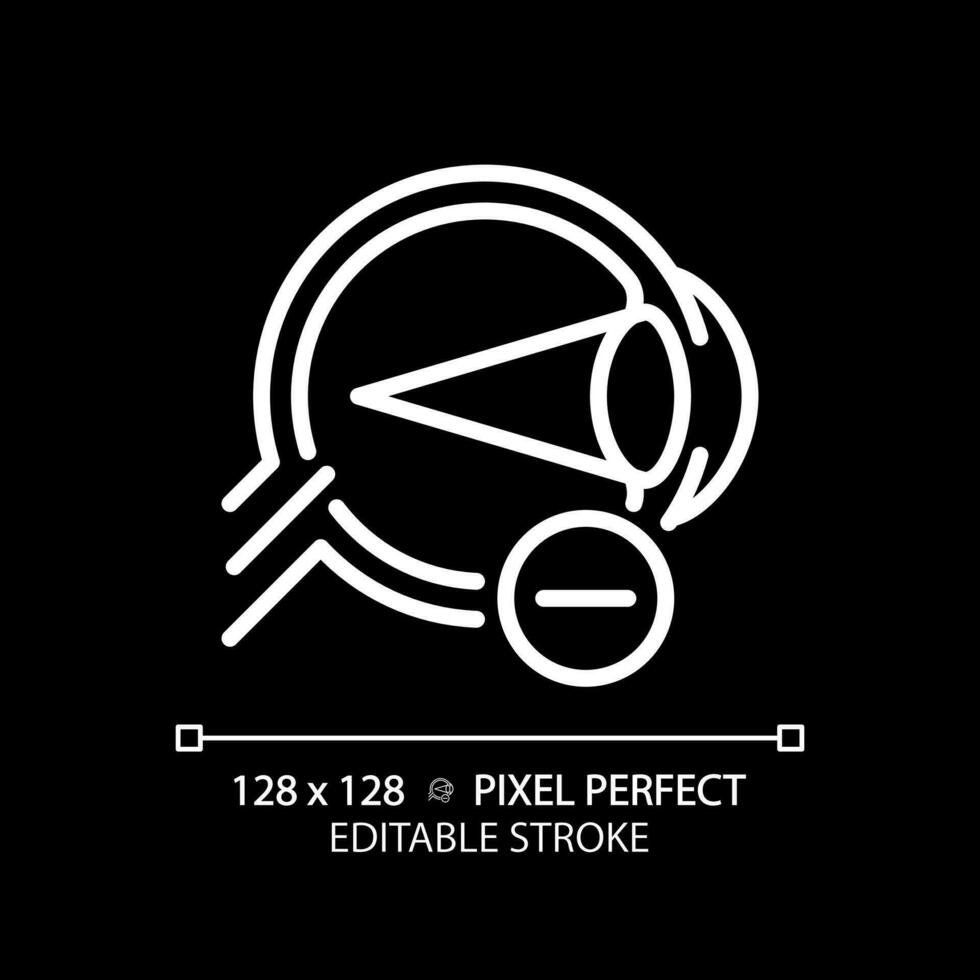 2D pixel perfect editable white myopia icon, isolated vector, thin line illustration representing eye care. vector