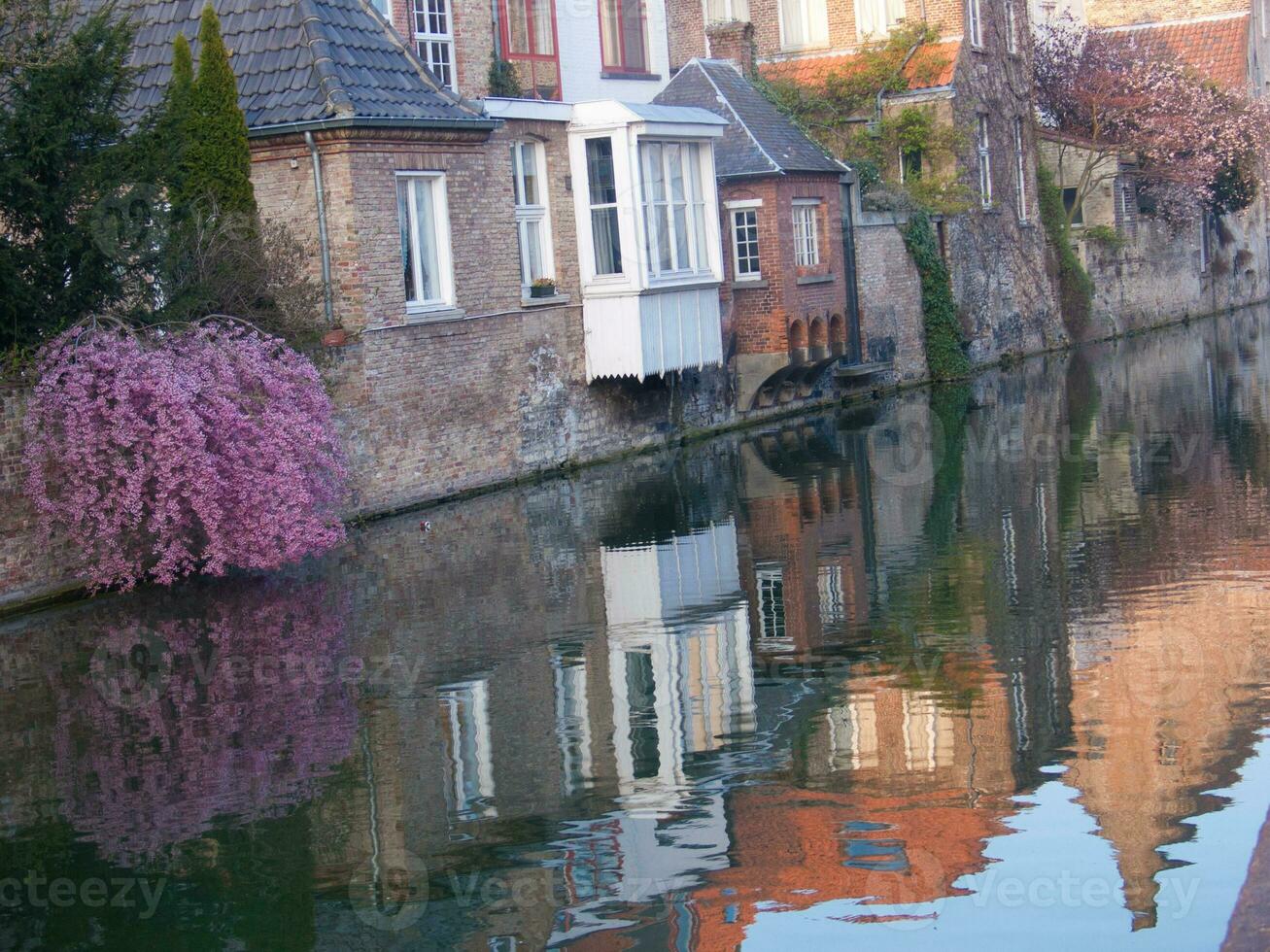 a river with a bridge photo