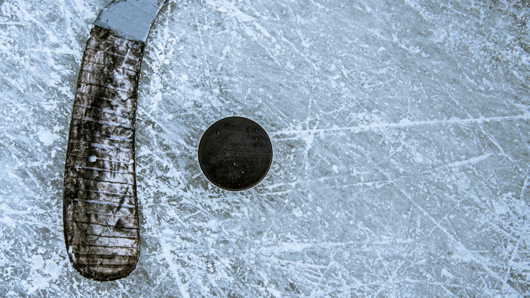 close-up of sticks and pucks in the stadium photo