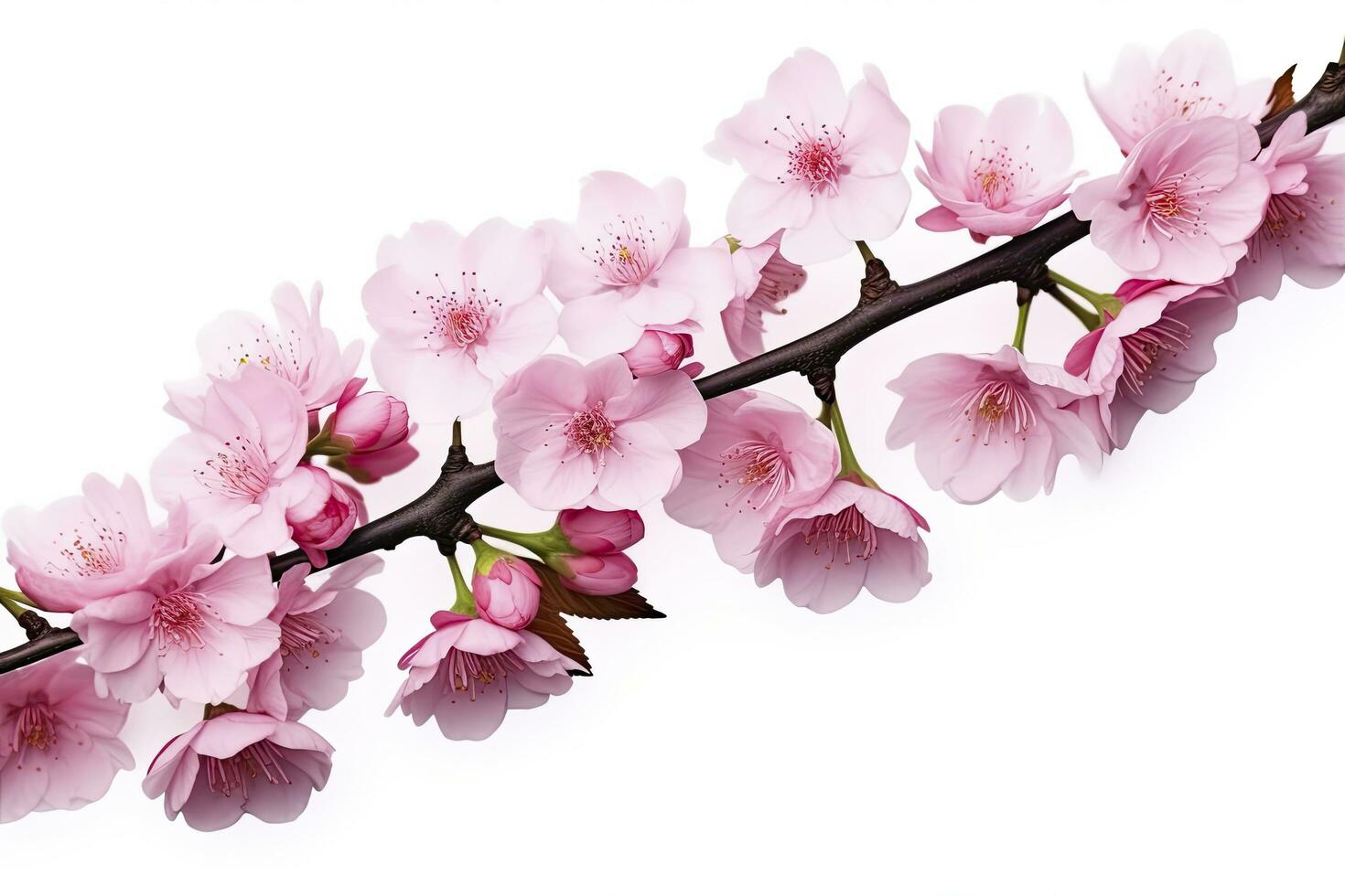 AI generated Sakura flowers isolated on white background. AI Generated photo