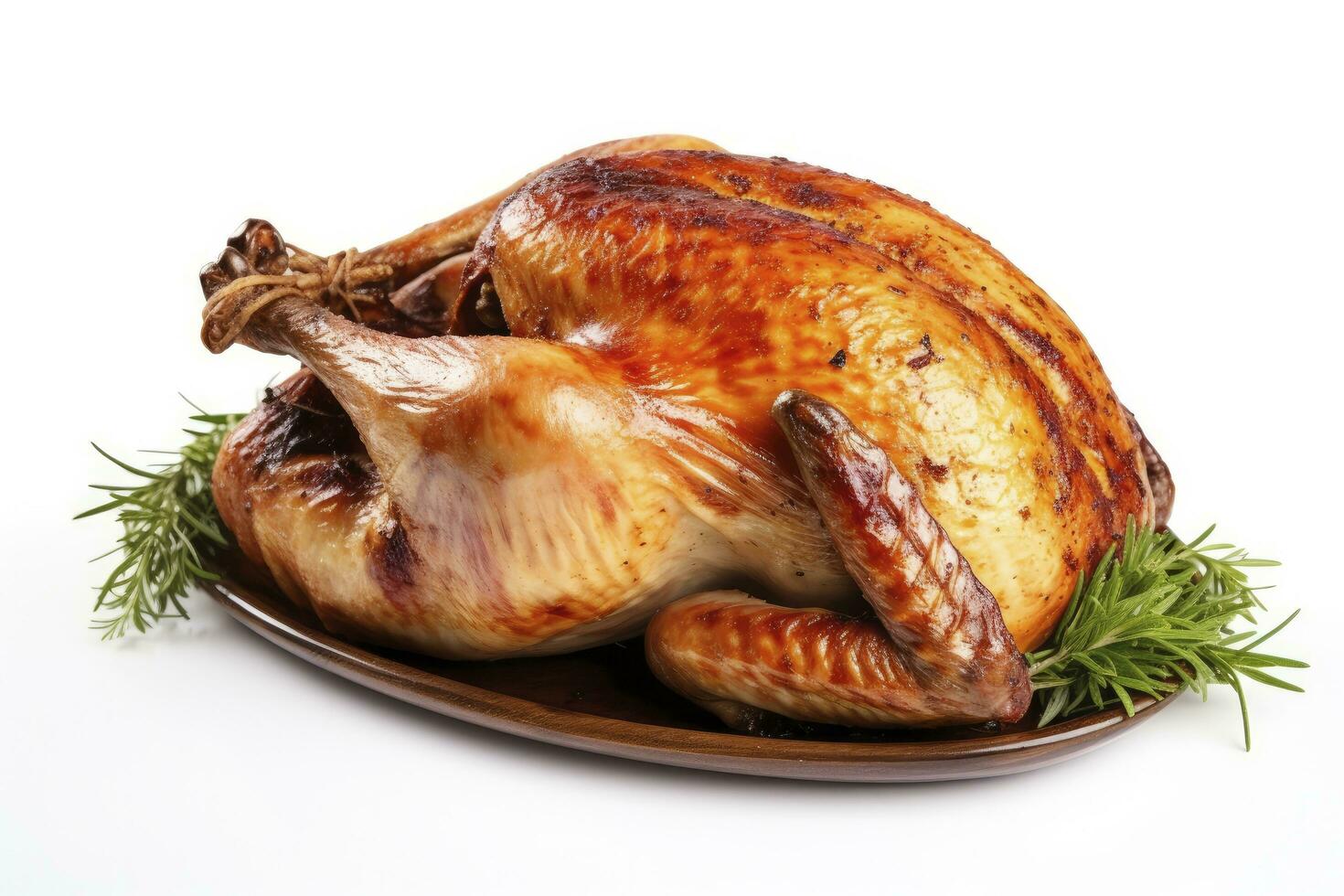 AI generated Roasted chicken on isolated white background. AI Generated photo