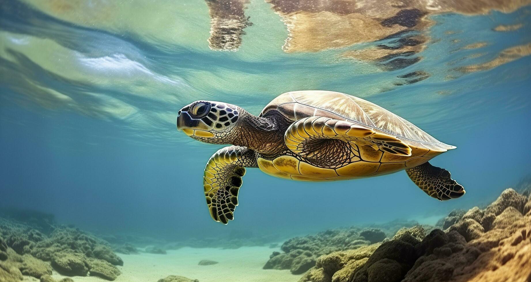 ai generado foto de mar Tortuga en el galápagos isla. generativo ai