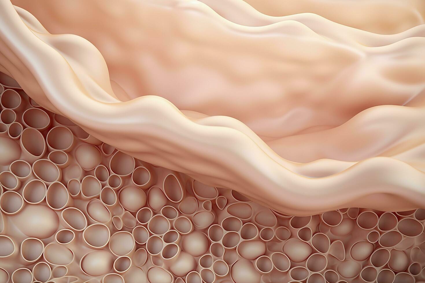 AI generated Saggy skin layer and skin cells, 3D rendering. Generative AI photo