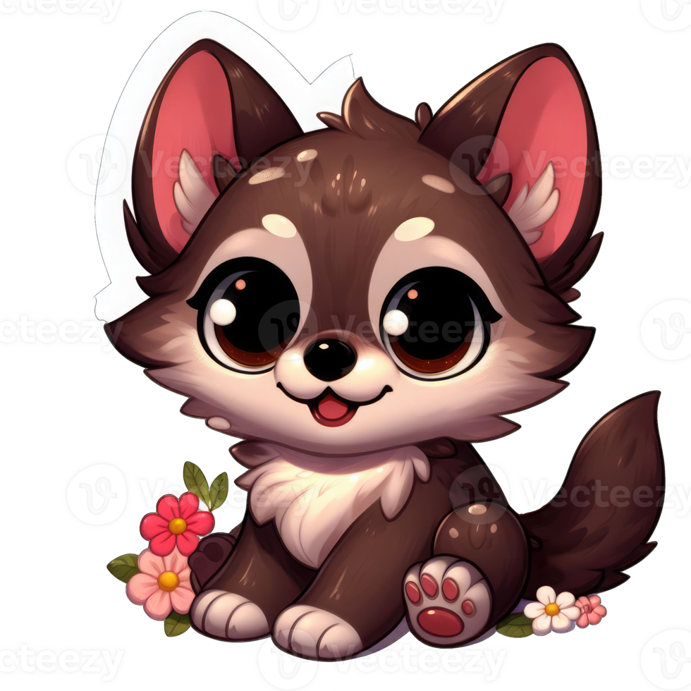 AI generated Puppy's Floral Haven, Sticker png
