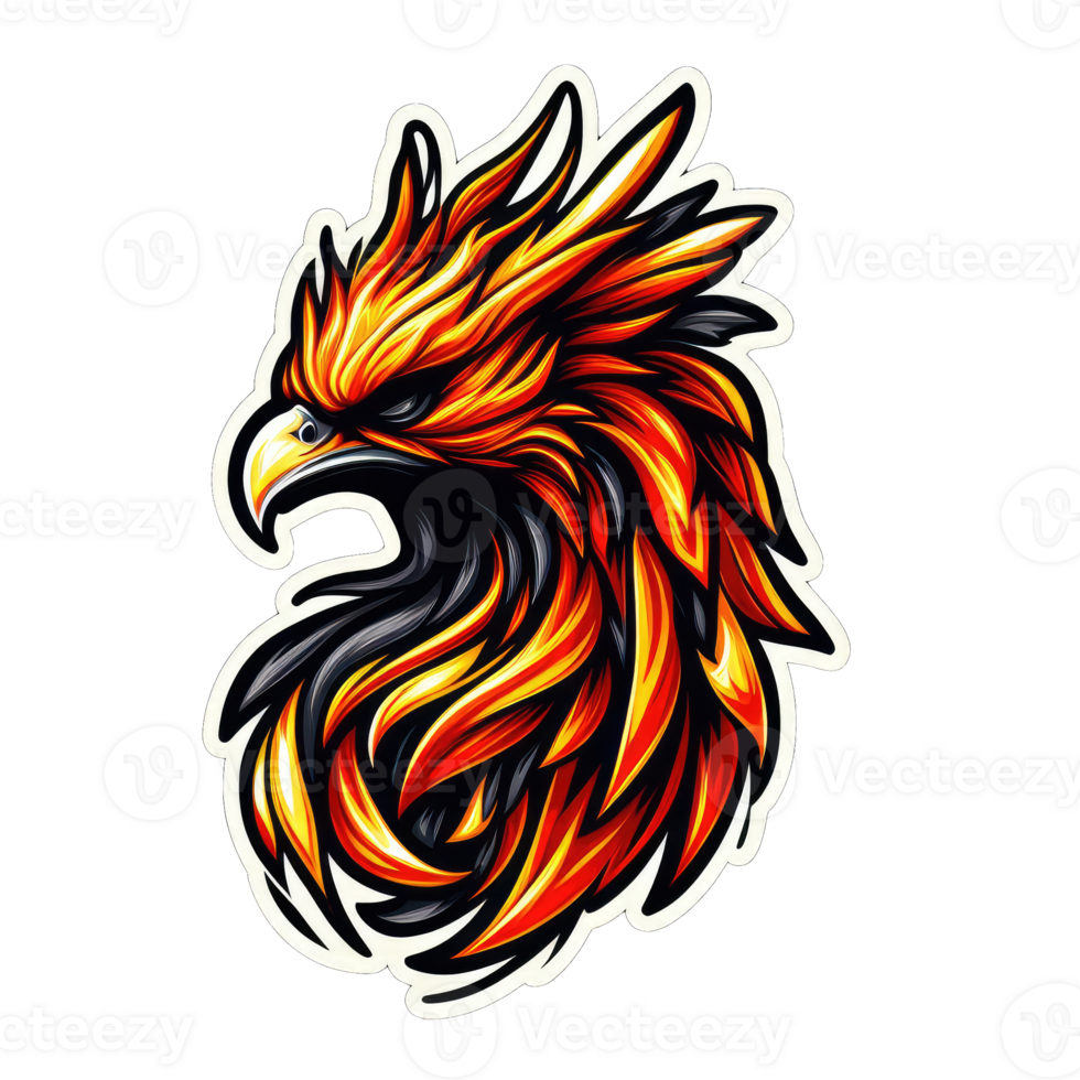 AI generated Phoenix Rising in Flames, Sticker png