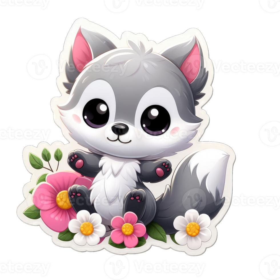 AI generated Puppy's Floral Haven, Sticker png