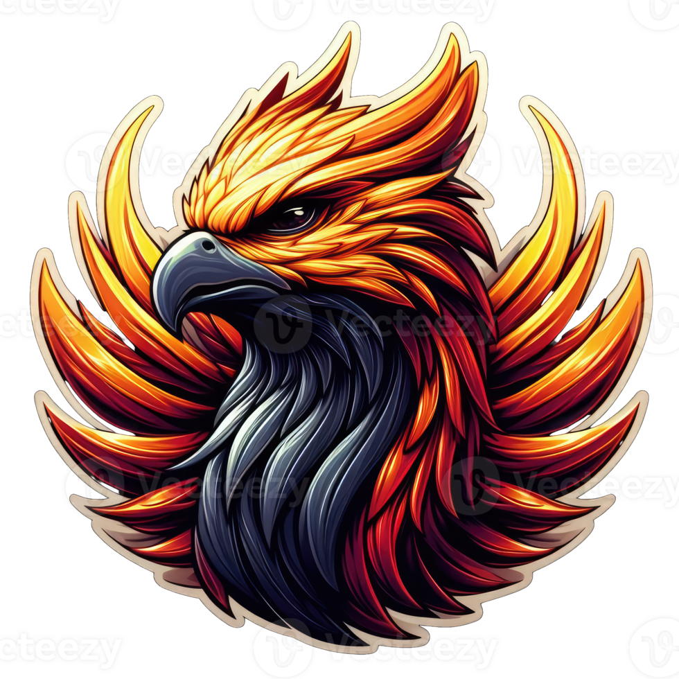 AI generated Phoenix Rising in Flames, Sticker png