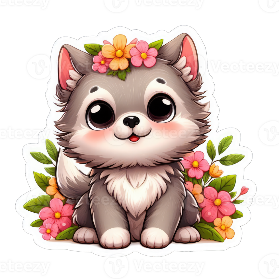 ai gegenereerd puppy's bloemen toevluchtsoord, sticker png