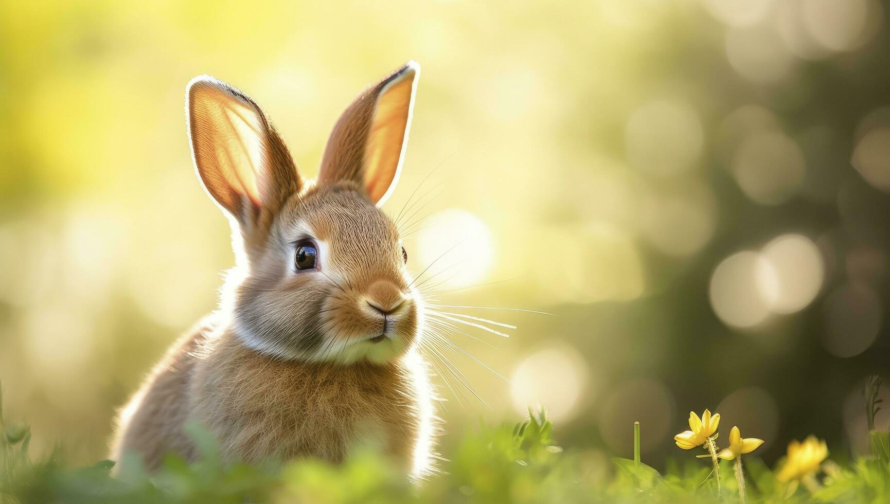 AI generated Easter Bunny with beautiful Spring Nature. AI Generated photo