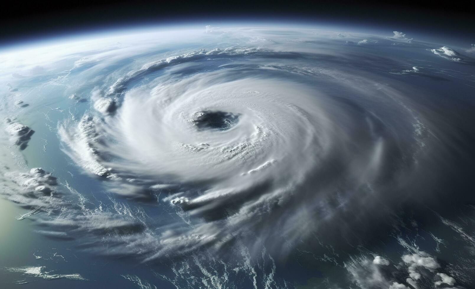 AI generated Super Typhoon, tropical storm, cyclone, tornado, over ocean. Weather background. Generative AI photo
