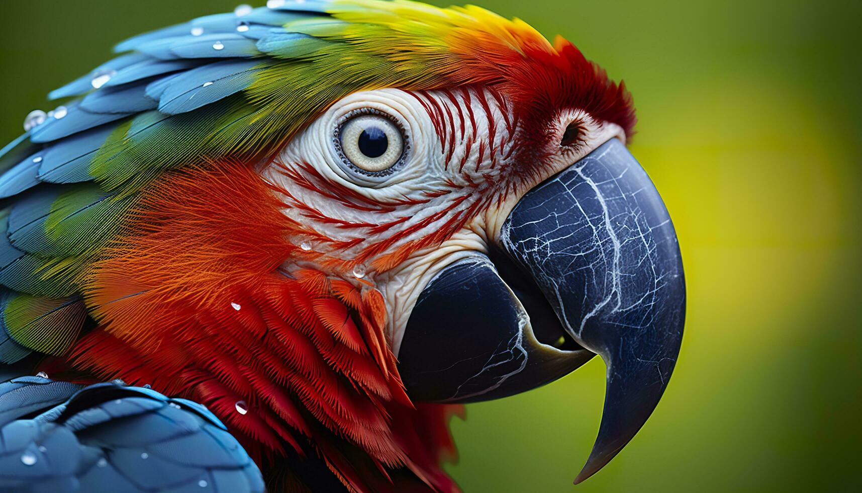 AI generated Tropical macaw perched, vibrant feathers in focus. Generative AI photo