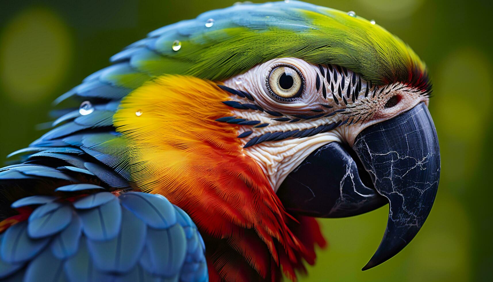AI generated Tropical macaw perched, vibrant feathers in focus. Generative AI photo