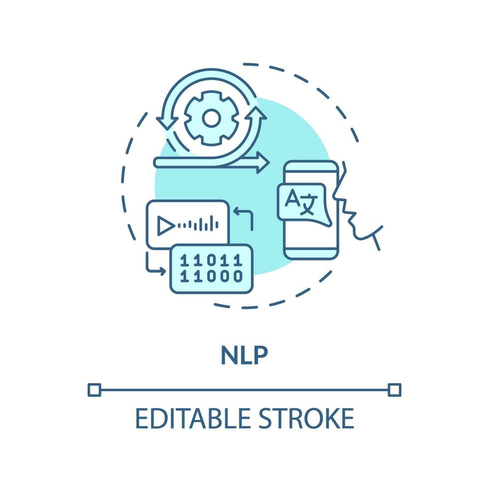 2D editable NLP thin line blue icon concept, isolated vector, illustration representing voice assistant. vector