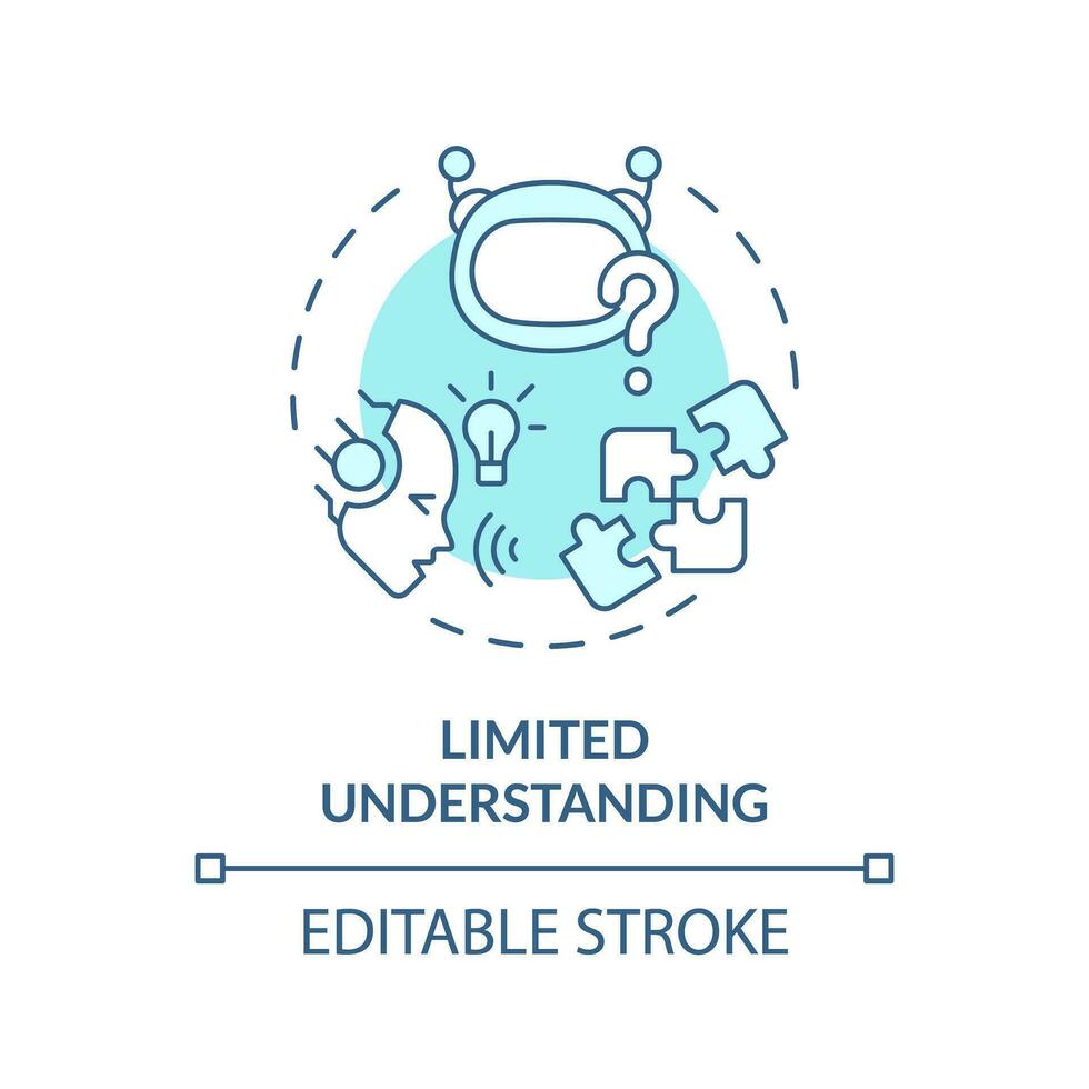 2D editable limited understanding thin line blue icon concept, isolated vector, illustration representing voice assistant. vector