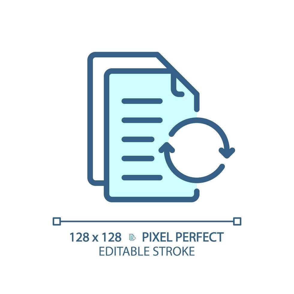 2D pixel perfect editable blue document icon, isolated vector, thin line illustration. vector