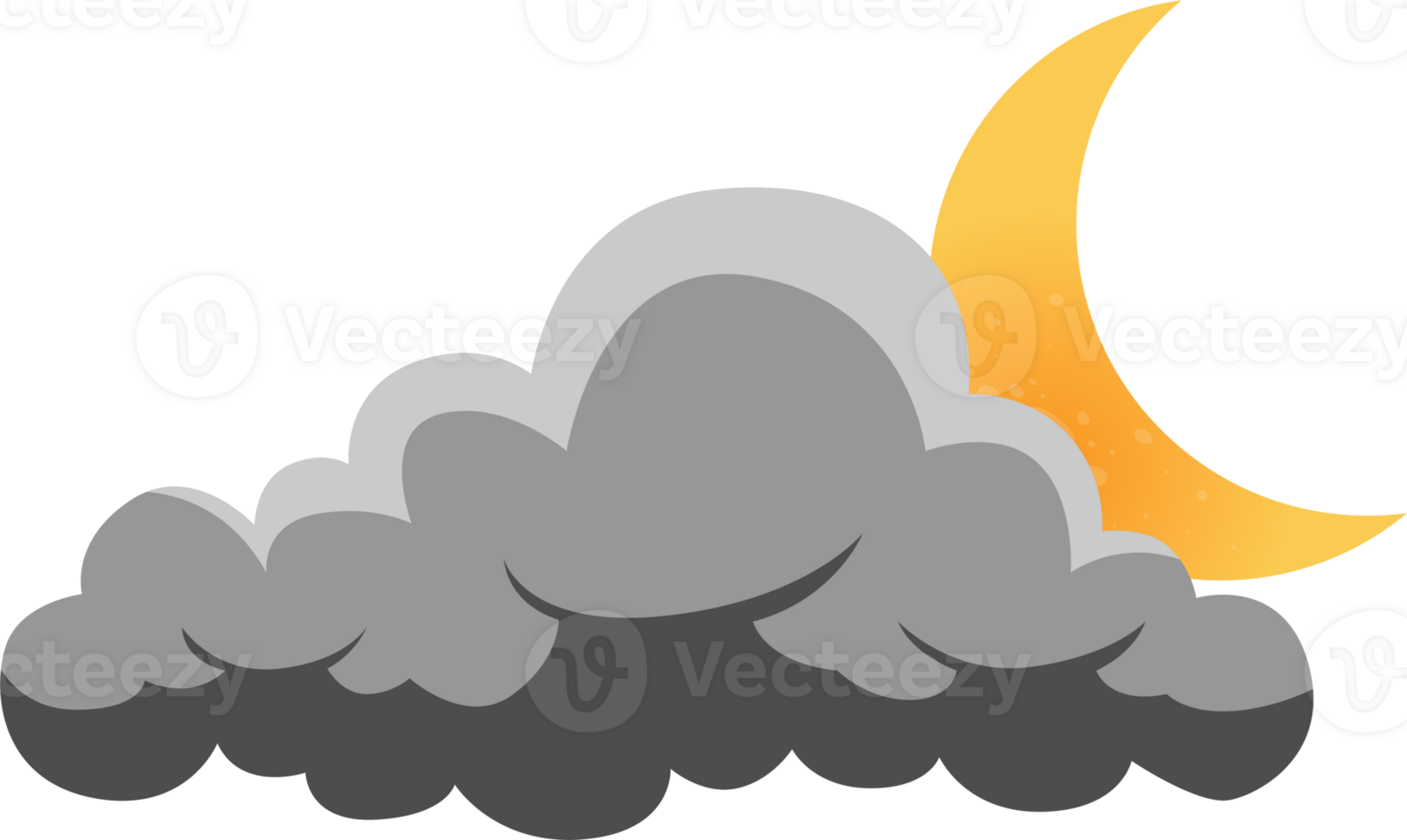 cloud and crescent moon forecast night illustration design png