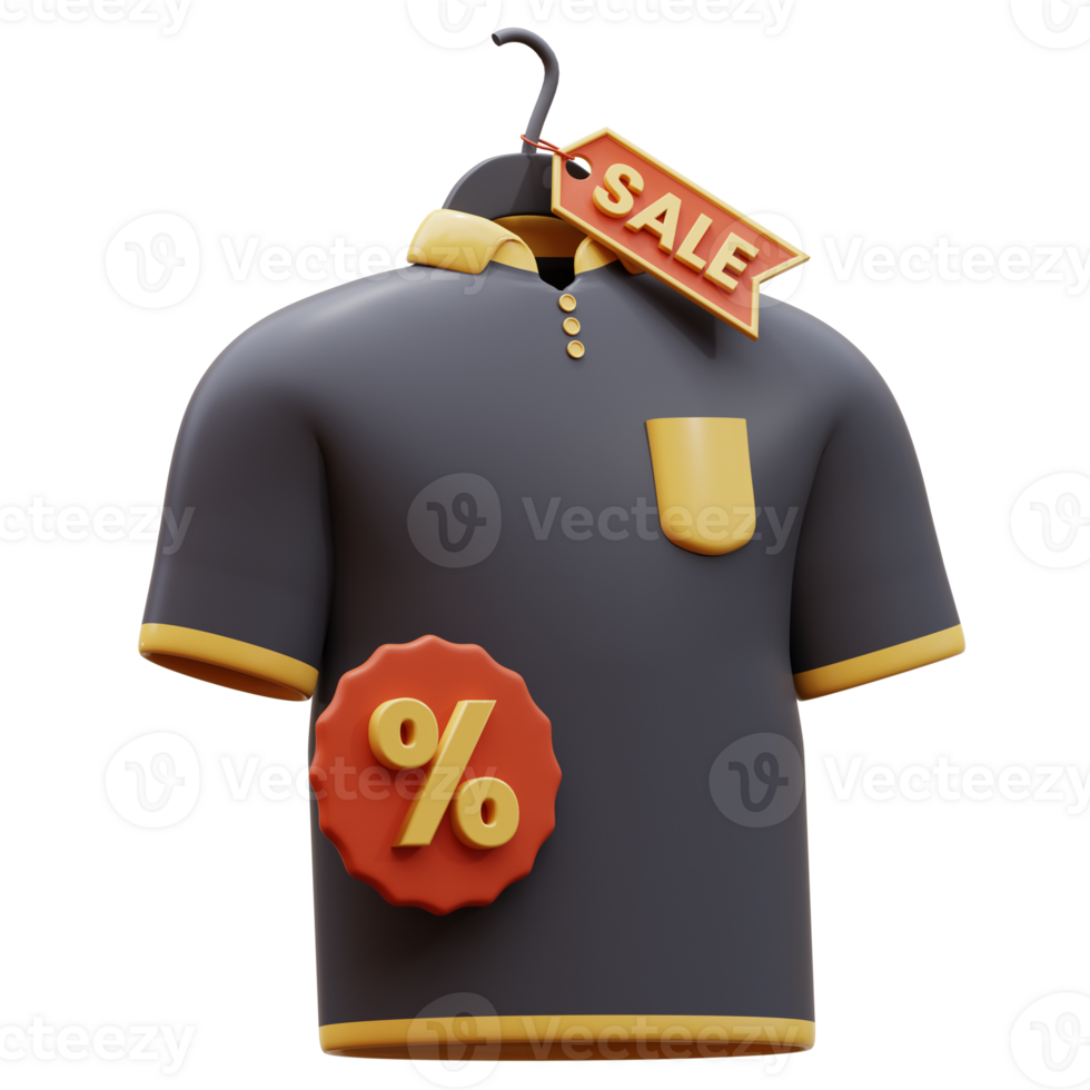 3d render T-shirt Sale Discount Tag. Clothes sale discount icon isolated. 3D icon Fashion Sale Discount Tag. png