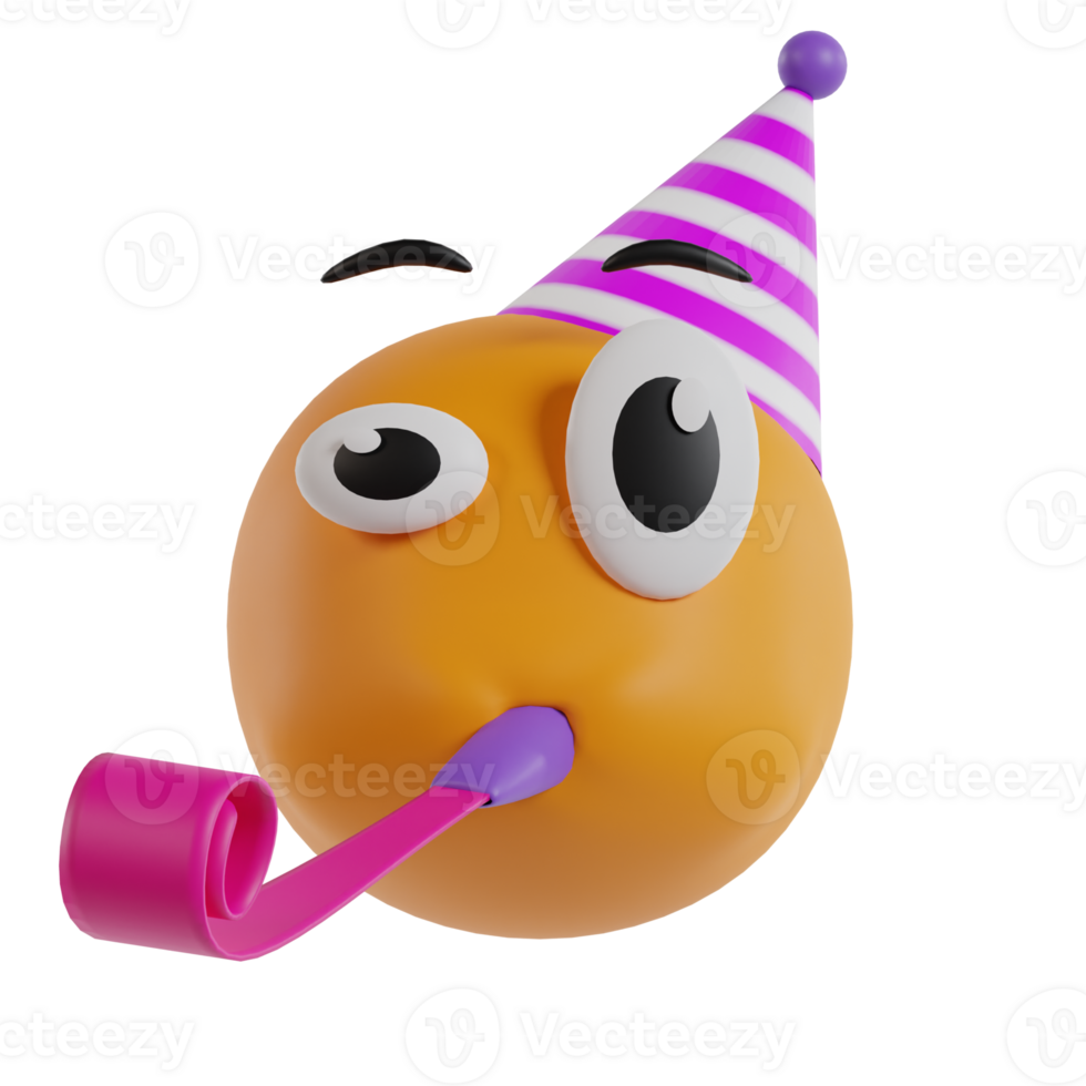 Cute unique emoticon 3d render clipart png