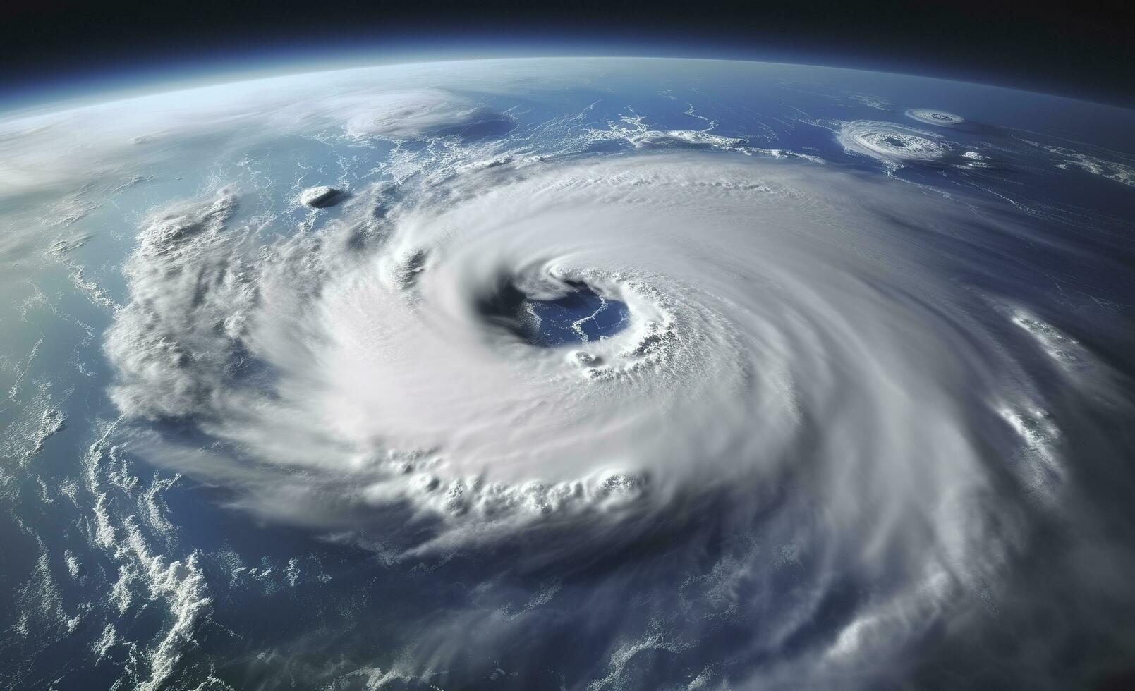 AI generated Super Typhoon, tropical storm, cyclone, tornado, over ocean. Weather background. Generative AI photo