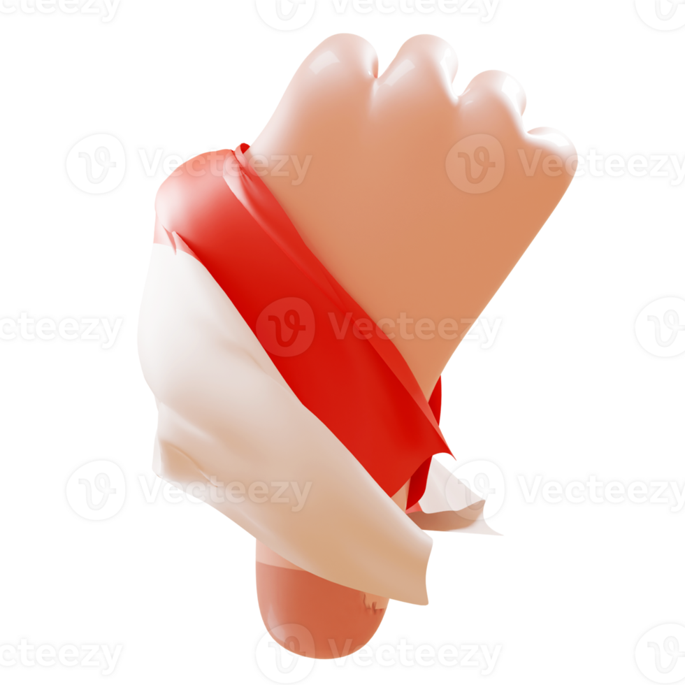 3D illustration of cartoon hand gesture holding indonesian flag png