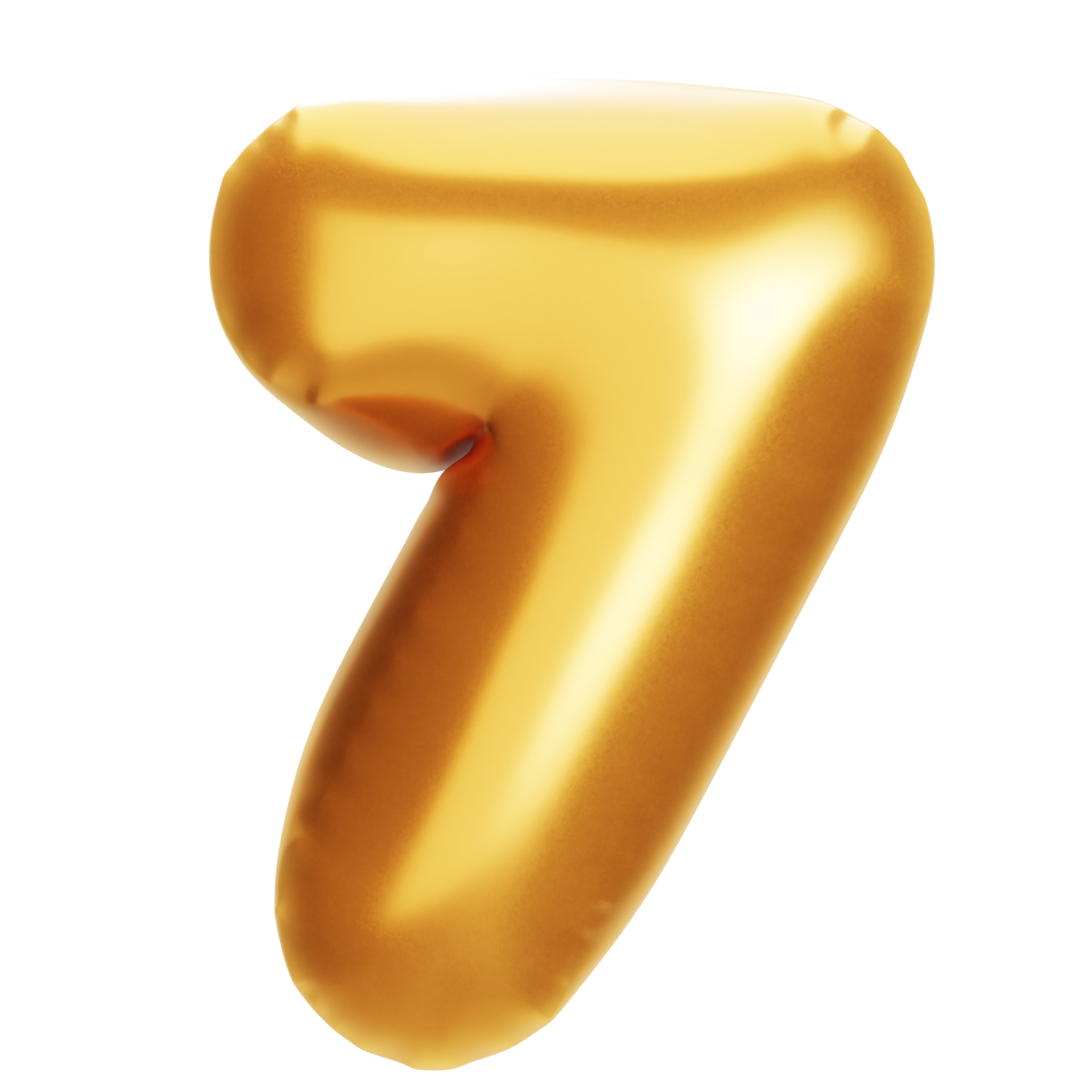 gold balloon number seven with transparent background png. for