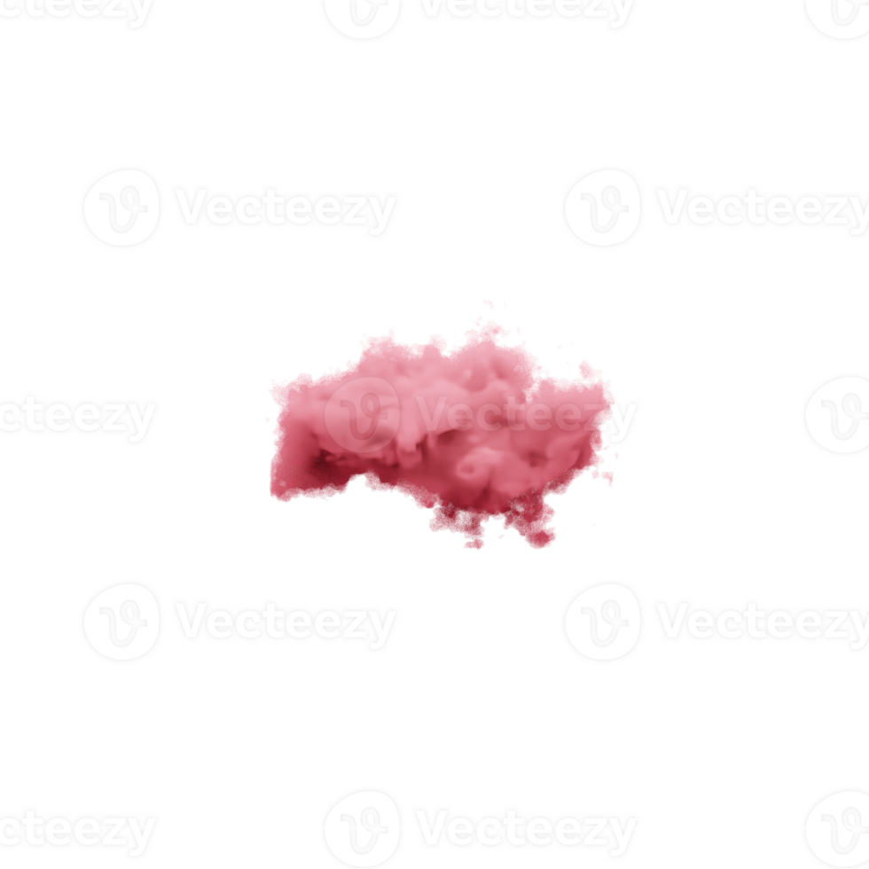 pink cloud on transparent png background. 3d render illustration