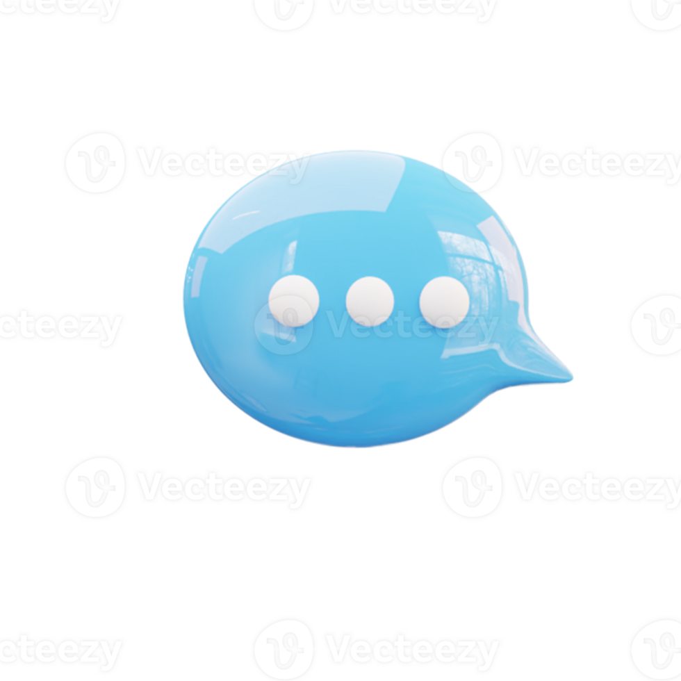 3d chat bubble icon illustration. stylized dialogue symbol on transparent Background png