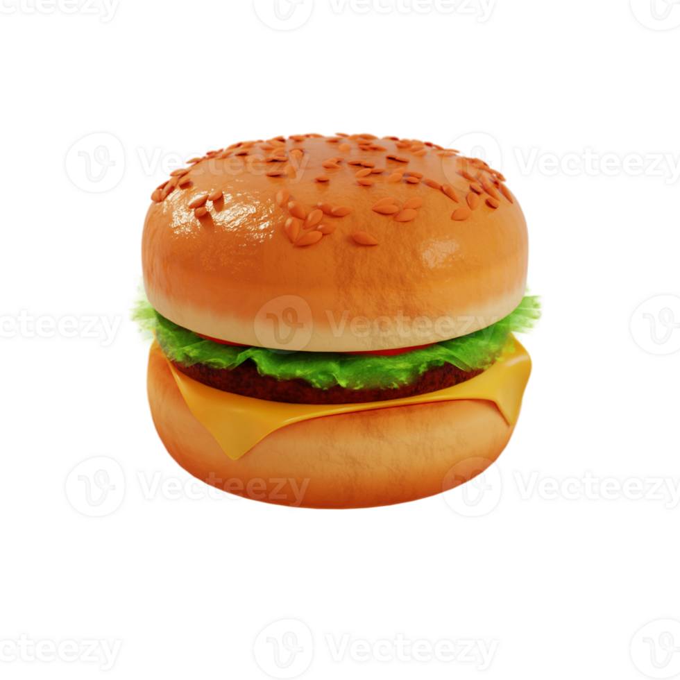 Set of realistic 3d flying burger and hotdogs isolated on transparent background. 3d illustration png