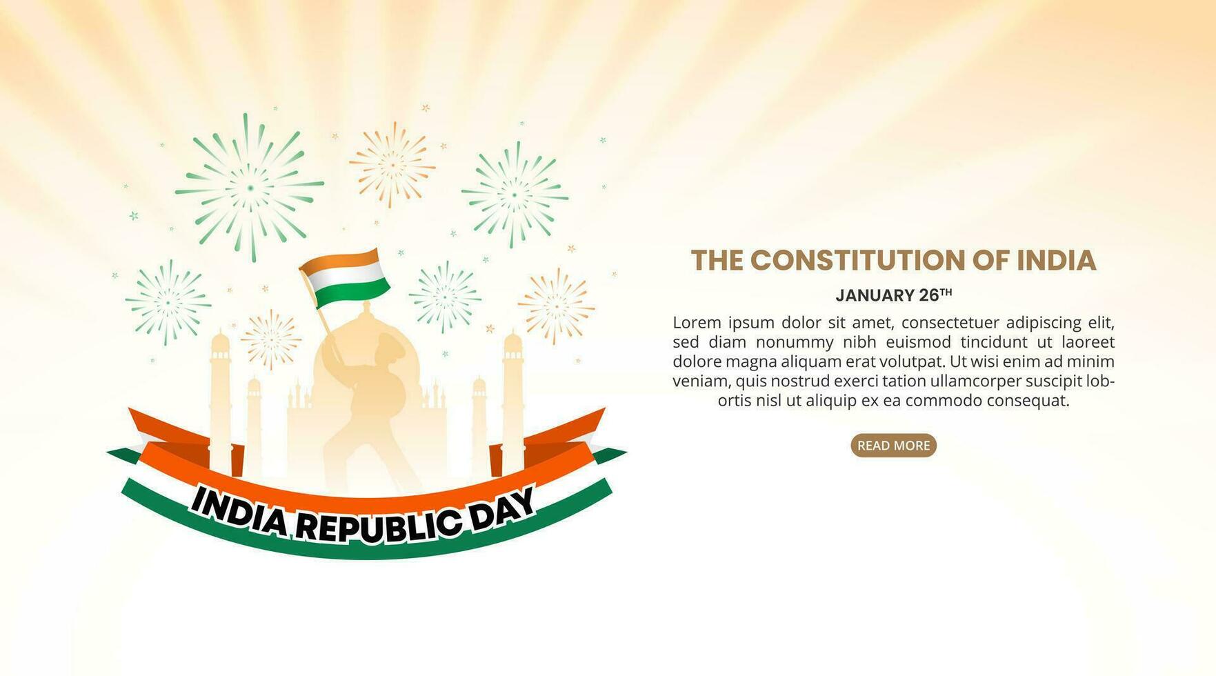 India Republic Day background with silhouette man and building vector