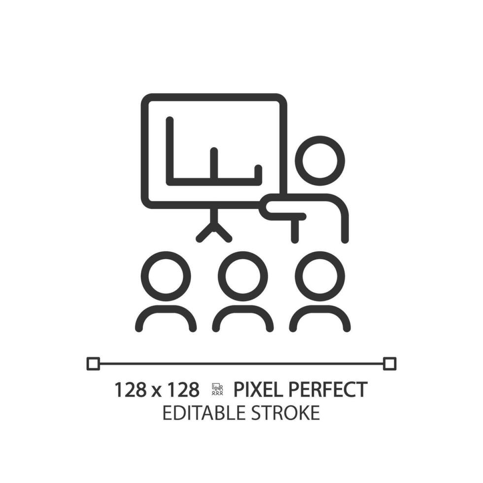 2D pixel perfect editable black public speaking icon, isolated vector, thin line illustration representing soft skills. vector