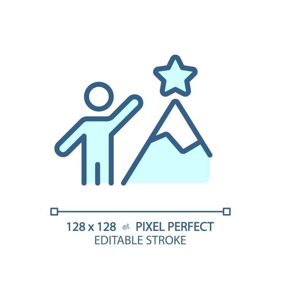 2D pixel perfect editable blue perseverance icon, isolated vector, thin line illustration representing soft skills. vector