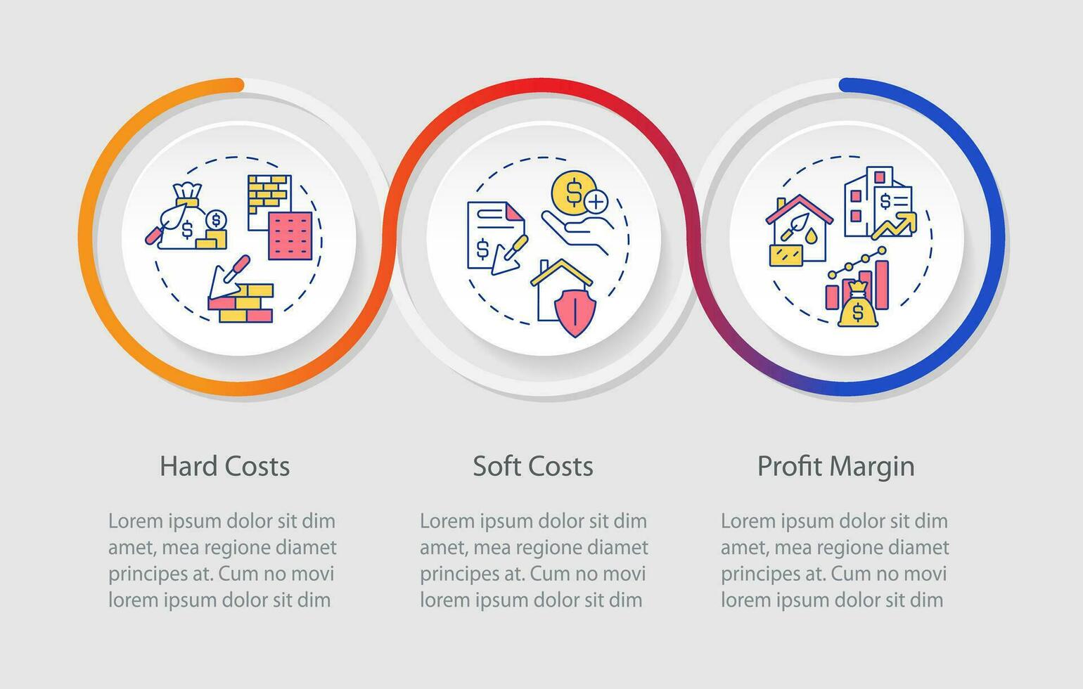 2d construcción costo vector infografia modelo con Delgado línea iconos, datos visualización con 3 pasos, proceso cronograma cuadro.