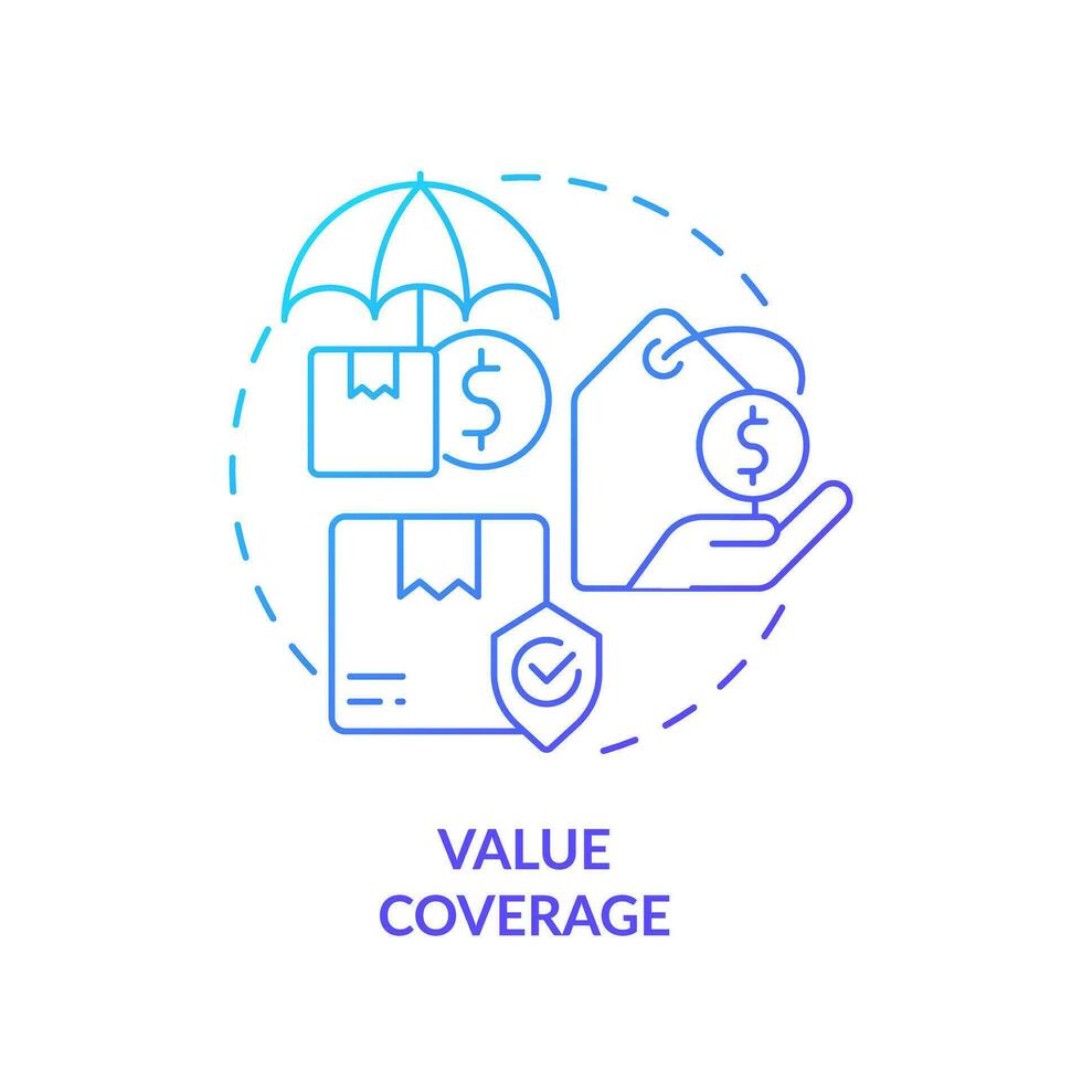 2D value coverage gradient icon representing moving service, simple isolated vector, thin line illustration. vector