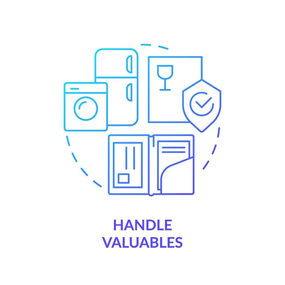 2D handle valuables gradient icon representing moving service, simple isolated vector, thin line illustration. vector