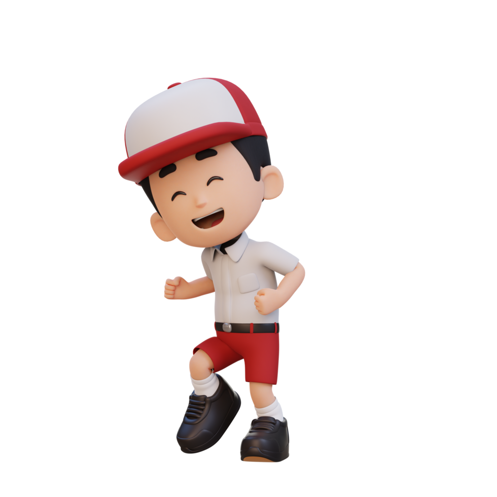 3D cute boy happy dancing png