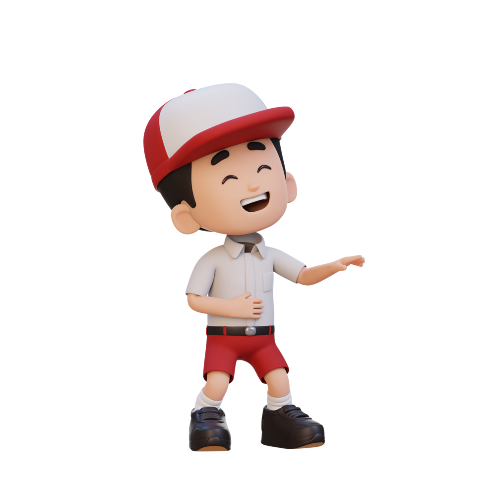 3D cute boy laughing png