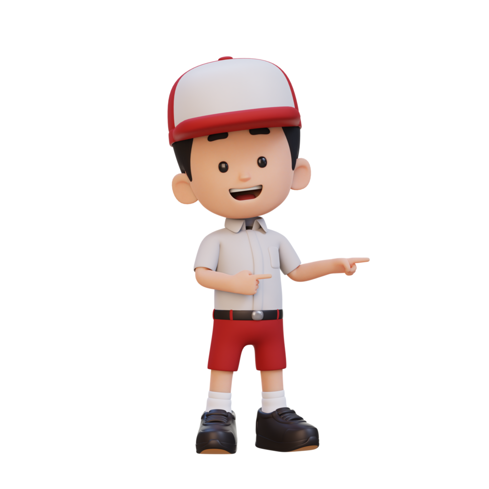 3D cute kid pointing hand to the side png