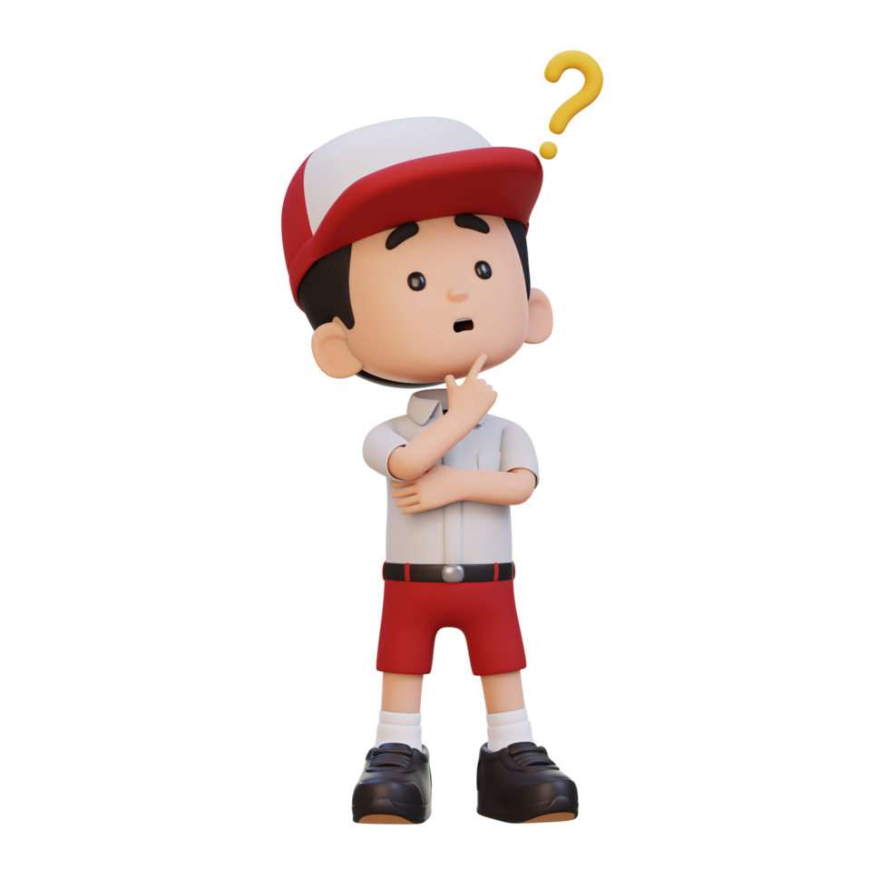 3D cute kid thinking clueless png