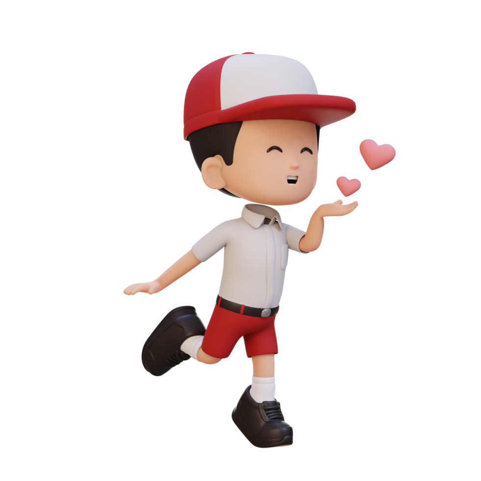 3D cute kid character in love png