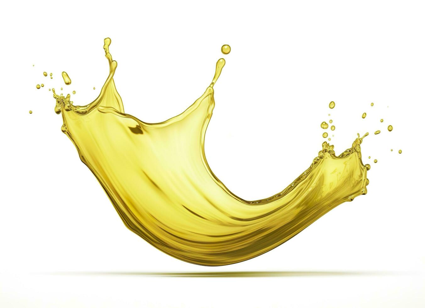 AI generated Olive or engine oil splash, cosmetic serum liquid isolated on white background. Generative AI photo