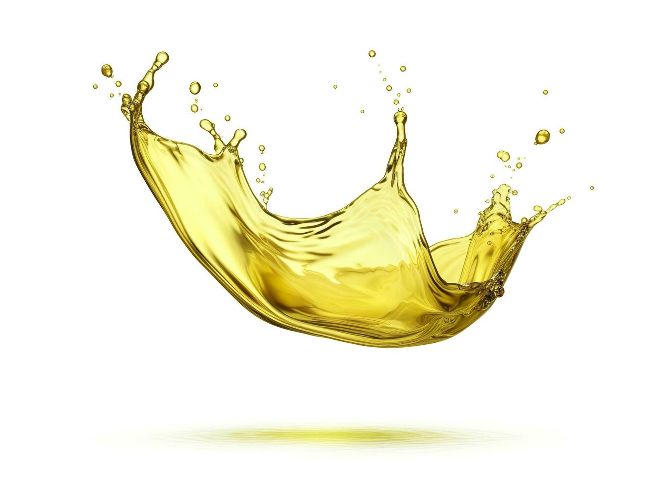 AI generated Olive or engine oil splash, cosmetic serum liquid isolated on white background. Generative AI photo