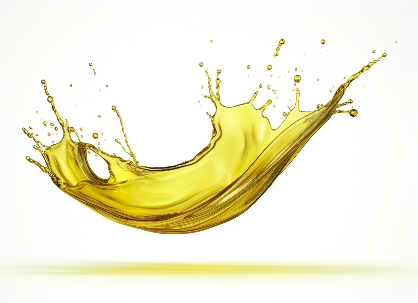 AI generated Olive or engine oil splash, cosmetic serum liquid isolated on white background. Generative AI photo