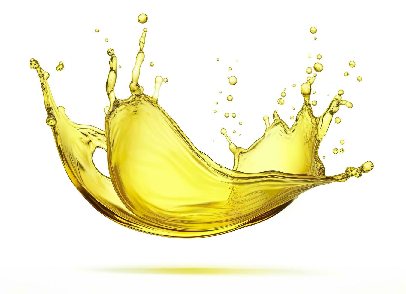 AI generated Olive or engine oil splash, cosmetic serum liquid isolated on white background. Generative AI photo