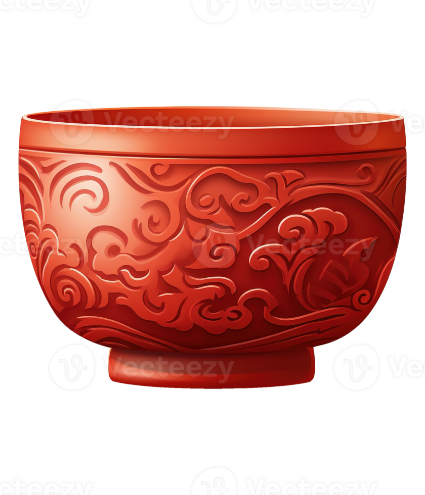 AI generated illustration of clay tea cup with chinese ornament ai generative png